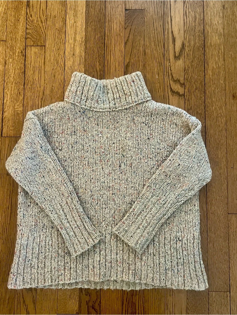 J. Crew Cream Tweed Cowl Neck Sweater with Multicolor Flecks - Picture 5 of 5